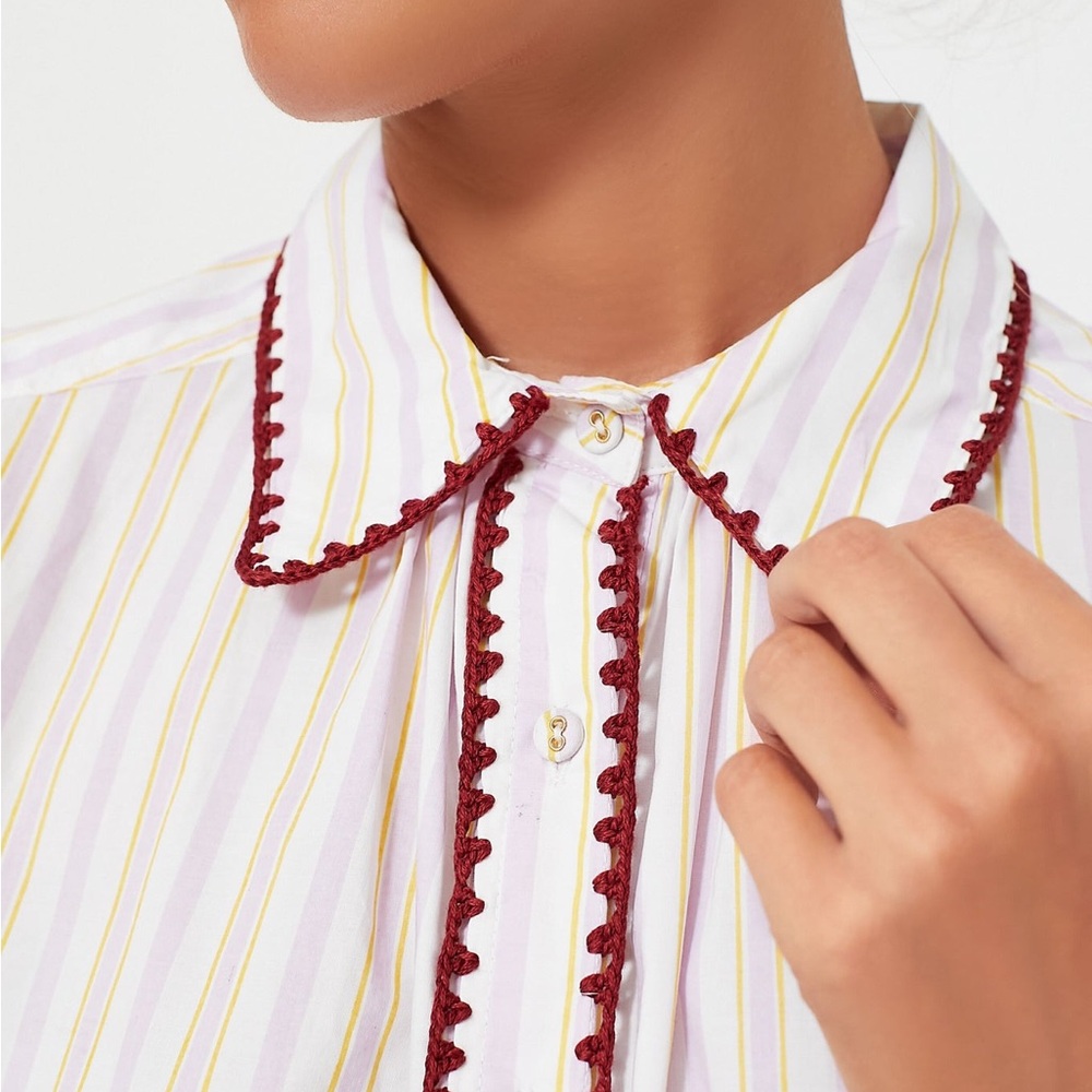 Tuckernuck Carolina K 100% cotton Striped Puff Sleeve Blouse - Picture 3 of 8